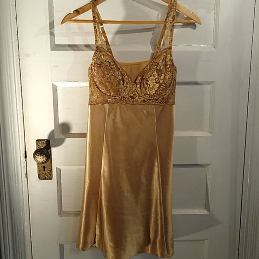 Gold nightie lingerie Victoria Secret med